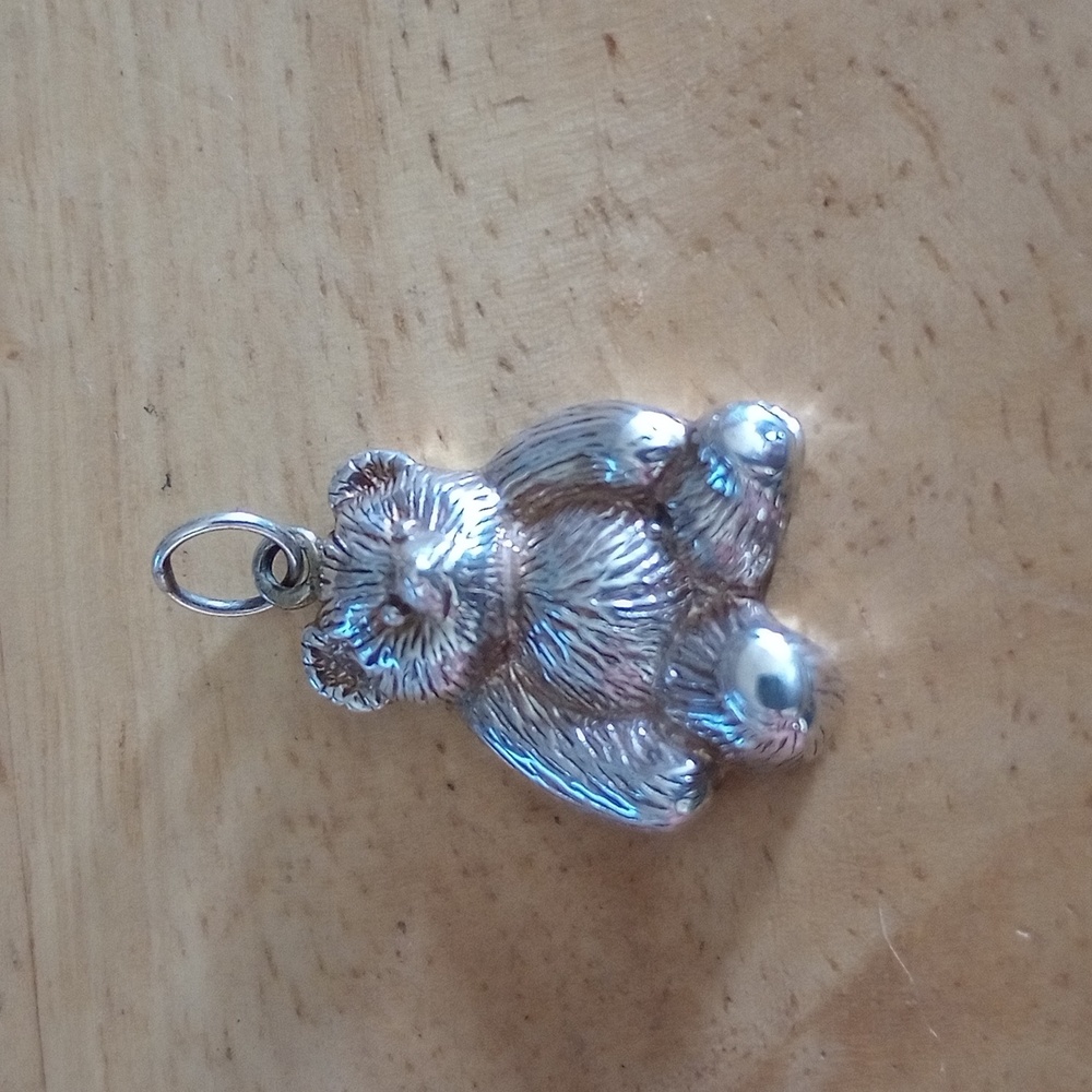 Sterling silver teddy bear pendant charm